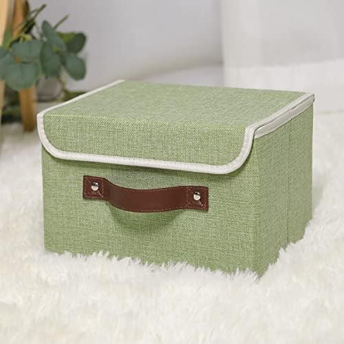 ANMINY Fabric Storage Box Bins with Lids, Green, 10"x8"x7" - Image 6