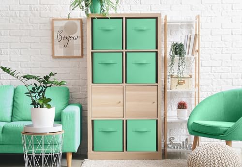 Sorbus Fabric Storage Cubes, 6-Pack Foldable Bins (13 Inch, Teal) - Image 4