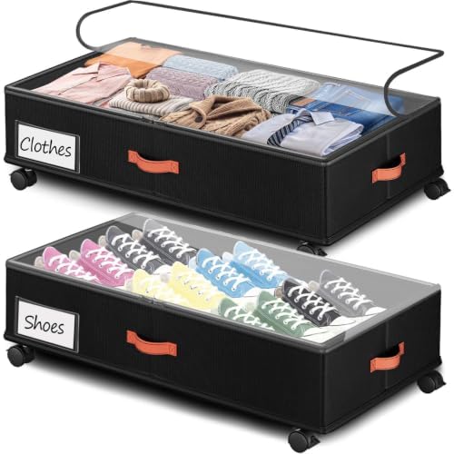 66L 2-Pack ,Under Bed Storage with Wheels , 30" L x 16" W x 7.5" H by tsinglax