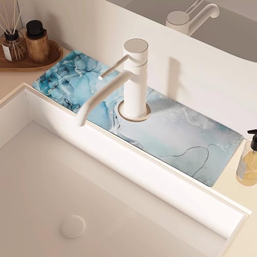 Sink Faucet Absorbing Mat, 2 Pack Drying Mat Around Faucet Sink Splash Guard Behind Faucet Sinkmat For Kitchen Bathroom Island Rv 15 * 5.5 Inch (38 * 14 cm) - Image 2