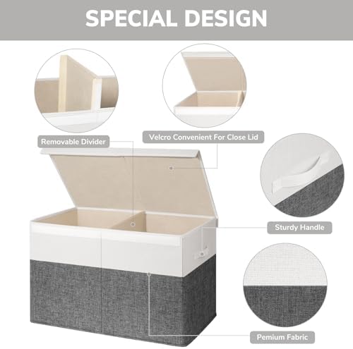 INDRESSME 85L Large Toy Storage Box with Lid & Dividers, Grey & White - Image 7