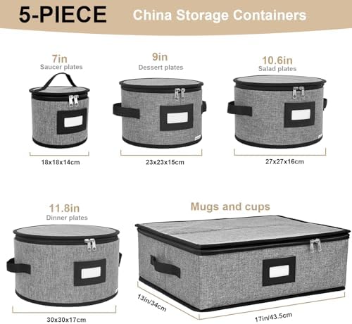 homyfort China Storage Containers, Hard Shell for Plates, Moving Boxes for Dishes, Cups, Mugs, Tableware Moving Supplies for Kitchen Organization- 5-Piece Set (5-piece set) - Image 3