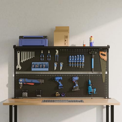 EUREKA ERGONOMIC Desk Pegboard Dual Monitor Stand 59x34 Black - Image 2