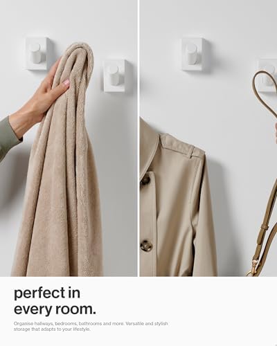 LARHN White Wall Hooks (4-Pack), Wall Mounted Coat Hooks for Wall, Wood Hooks for Hanging - Modern Scandinavian Home Decor - Series 6 - Image 5