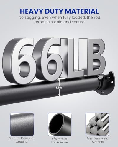 Supforce 4 Pack Closet Rod Heavy Duty, 17-84in Adjuatable Closet Pole Black - Image 4
