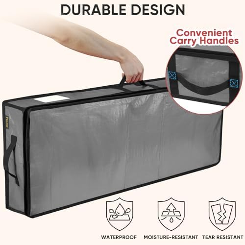 BALEINE Soft Christmas Wrapping Paper Storage Bag, 40" Durable PE Gift Wrap Storage Bag with Flexible Partitions and Pockets for Ribbon, Accessories (Transparent) - Image 5