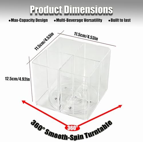 Square Lazy Susan Drink Packet Organizer 360° Rotating Water Flavor Packet Holder for Kitchen Pantry Cabinet Clear Storage Bin for Powdered Drink Mixes, Liquid IV, Tea Bags & Snacks - Image 2