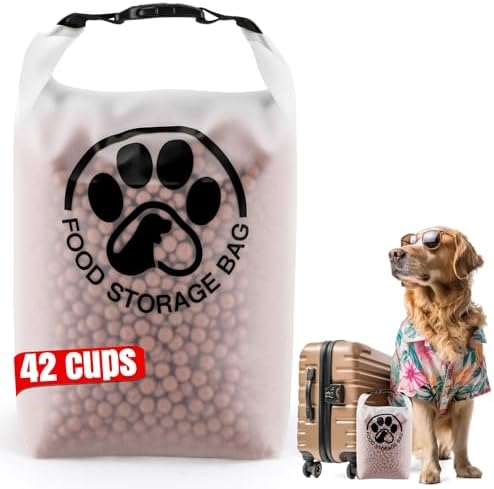 42 Cups Pet Food Storage Bag for Travel - Transparent Leak-Proof Dog Food Container with Roll-Top Closure, Keeps Kibble Fresh for Camping Trip, Dog Boarding and Hiking by Aosnare