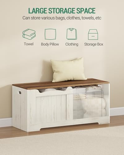 Hzuaneri 43 inches Farmhouse Storage Chest | 55 Gal | Retro White - Image 4