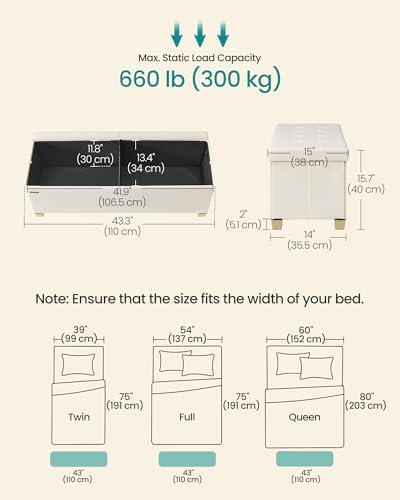 SONGMICS Storage Ottoman Bench with Legs, Flipping Lid, 43.3 Inches - Image 3