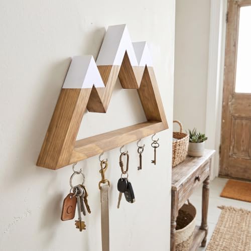 Gerrii Wooden Key Hooks for Wall, Mountain Key Rack with 5 Hook 10 x 5.9 in - Image 3