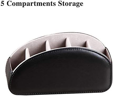Large PU Leather TV Remote Control Holder Organizer with 5 Compartments - Image 4