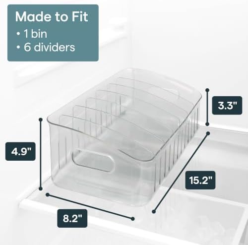 YouCopia FreezeUp Freezer Bin 15", BPA-Free Clear Fridge Organizer with Adjustable Dividers and Handles for Frozen Food and Leftovers - Image 3