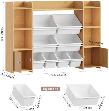 FOTOSOK Toy Storage Organizer with 8 Toy Bins, Toy Organizer Toy Bin for Kids - Image 2