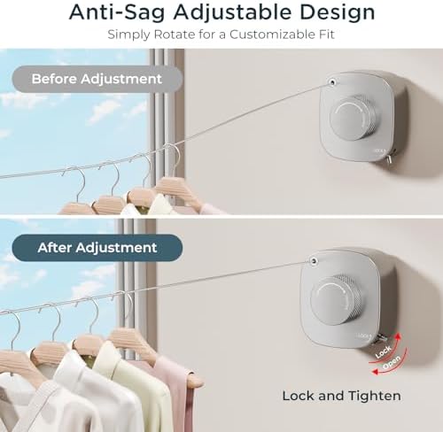FORIOUS 13.8 Ft Retractable Clothesline, Non-Sagging (Stainless Steel) - Image 4