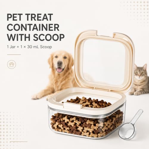LivLab Mker Pet Treat Container, 1.59QT, One-Handed Open, Clear, Stackable - Image 3