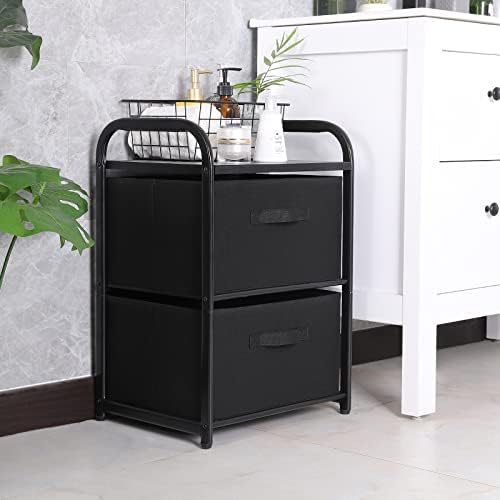 MAX Houser 2 Drawer Wide Fabric Dresser Storage Organizer Unit, Black - Image 4