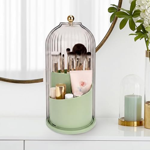 QIYVLOS Toothbrush Holders with Sliding Lid, Rotating 3 Slots Bathroom Organizer Countertop, Tooth Brush Toothpaste Holder Bathroom Counter Stand Sink Organizer Caddy for Makeup Brushes Holder (Green) - Image 7