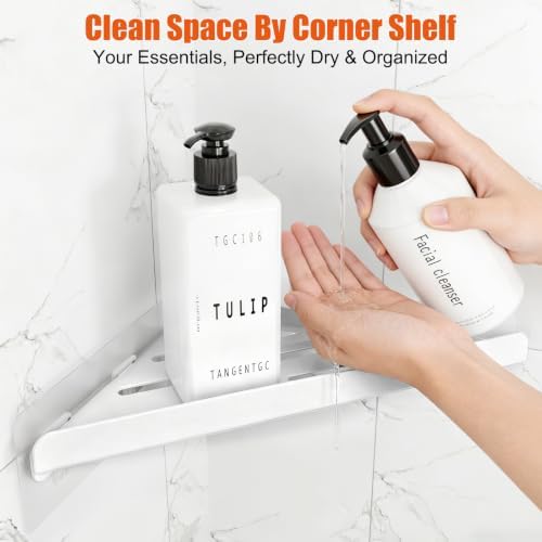 Fikoksol Shower Caddy Storage, Triangle Corner Shelf with Adhesive Hook - Image 6