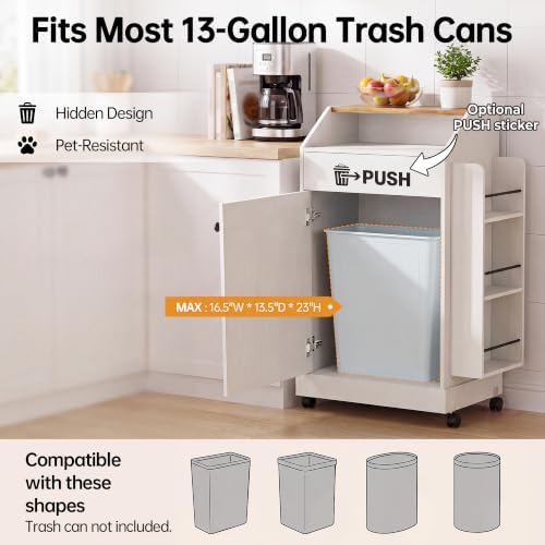 YESHOMY 13 Gallon Kitchen Trash Can Cabinet with Push Door (White) - Image 4