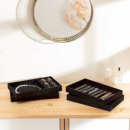 ProCase Stackable Jewelry Organizer Trays for Drawers, Jewelry Drawer Inserts Container Display Case Storage for Earring Necklace Rings Bracelet with Removable Dividers -Allblack, 4 Layers - Image 6