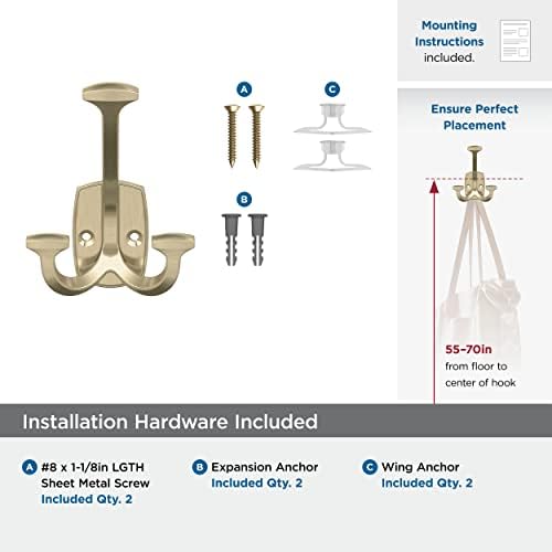 Amerock Vicinity Triple Prong Golden Champagne Wall-Mounted Hook - Image 5