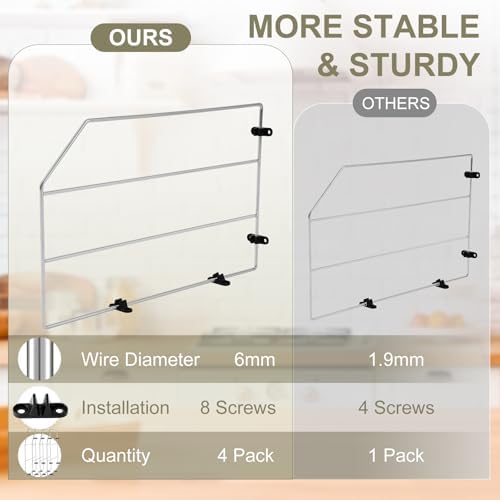 Blulu 4 Pcs Baking Sheet Organizer 12" x 20" Tray Dividers for Cabinets Kitchen Cabinet Dividers Vertical for Baking Sheets Chrome Pan Rack Storage Wires for Kitchen Cupboards(Silver) - Image 3