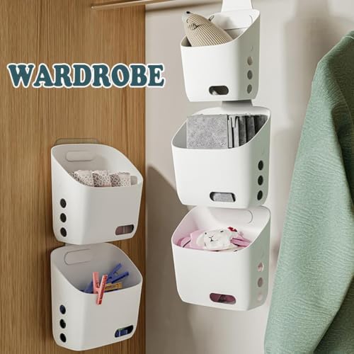 2 Pcs Plastic Hanging Basket Kitchen Storage organizer, Basket with Detachable hook, hanging baskets for organizing,Hang it behind a door or on a railing, Over the Cabinet Door - Image 5