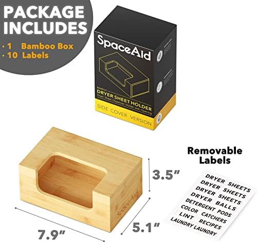 SpaceAid Dryer Sheet Holder with Opening and Labels, Laundry Softener Dryer Sheets Dispenser for Home Laundry Room Farmhouse Decor, Organization and Storage, Bamboo Box Container Organizer - Image 3