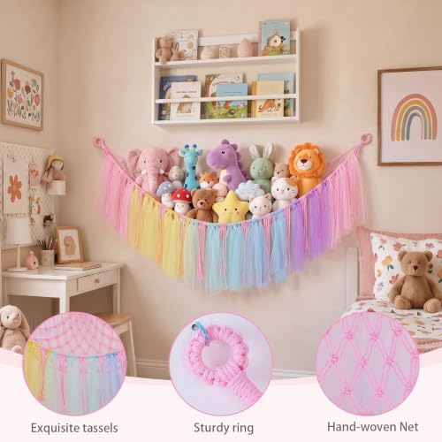 FIOBEE Stuffed Animals Net LED Light Toy Hammock for Kids Bedroom Storage - Image 6