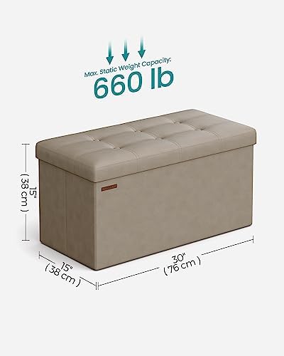 SONGMICS Storage Ottoman Bench, 30 Inches Folding Foot Rest Stool - Image 2