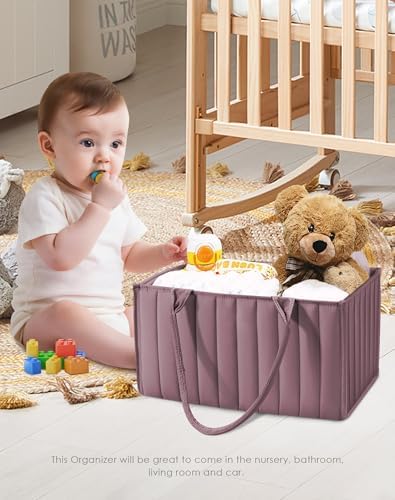 SWEET DOLPHIN 2-Pack Baby Diaper Caddy Organizers, Stylish Storage Baskets for Newborn Essentials, Diaper Station & Car Travel, Value Bundle for Baby Shower Gifts & Registry Must-Haves - Tan - Image 2