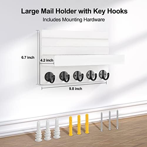 Lwenki Key Holder for Wall, Decorative Key and Mail Holder with Shelf Has Large Key Hooks for Bags, Coats, Umbrella – Paulownia Wood Key Hanger with Mounting Hardware (9.8”W x 6.7”H x 4.2”D) - Image 7
