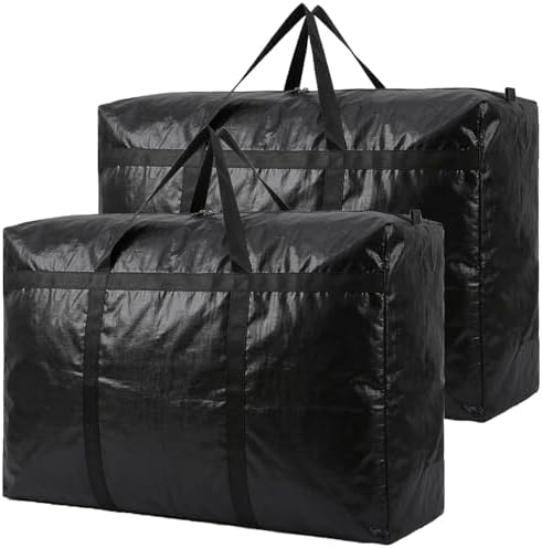 Heavy Duty Storage Bag with Handles for Moving & Storage (46Gal - 2 Pack) by IWEIK