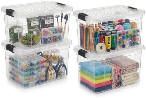 Superio 21 Quart Clear Plastic Storage Boxes with Lids, Stackable Organizer Containers, BPA-Free Storage Bins for Home, Office, School & Dorm, 4 Pack by Superio