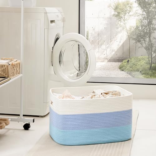 Artfeel Blanket Basket,Rectangle Woven Baskets for Storage,30L Laundry Basket for Decorative Nursery Blanket,Toys,Dirty Clothes and Magazine in Shelves,Baby Room,and Living Room - Image 3