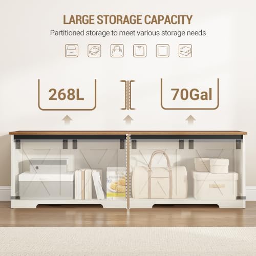 Hzuaneri 59 inches Farmhouse Storage Chest and Bench | 70 Gal | 330lb Seat - Image 4