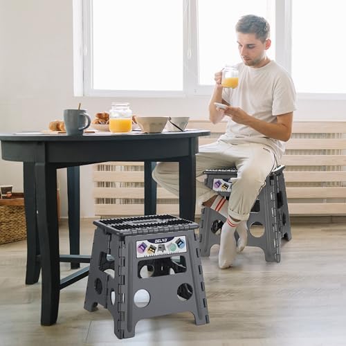 Delxo Folding Step Stool 13 Inch,300 Lbs Step Stool for Adults Dark Grey - Image 4