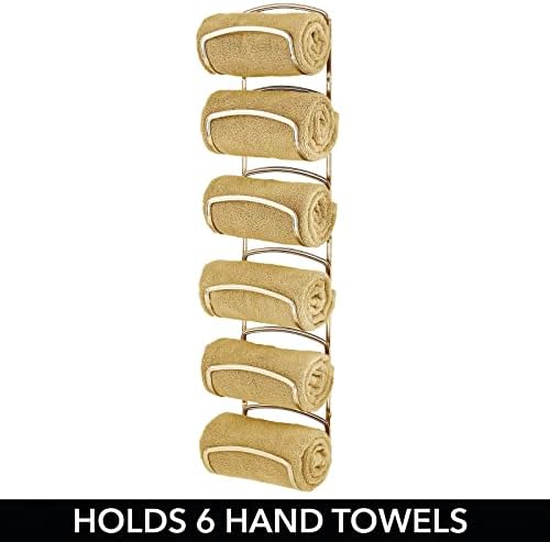 mDesign Metal Towel Storage Unit – Bathroom Towel Storage for Towels – Practical Towel Rack Also for Bathroom Accessories – Brass - Image 5