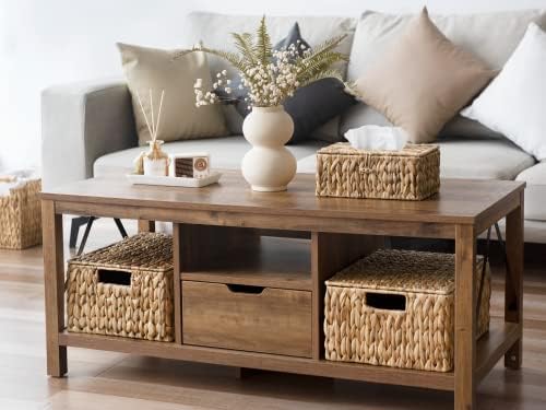 StorageWorks Wicker Basket with Lid, Storage Baskets with Lids, Hyacinth - Image 6