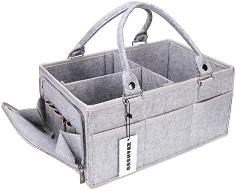 XUANGUO Large Baby Diaper Caddy Organizer, Felt Basket with Handles, Grey by XUANGUO