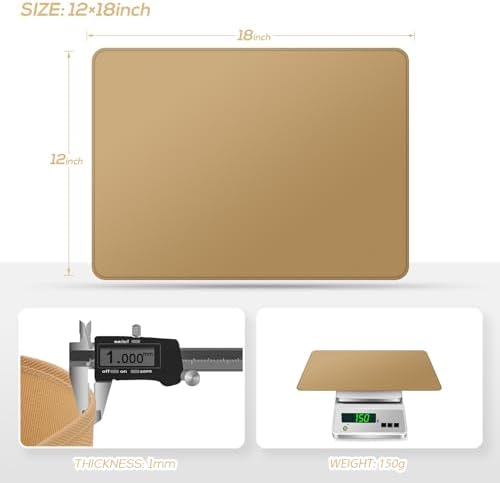 FLASLD Heat Resistant Mat for Air Fryer Site on, Fireproof Silicone Mats for Kitchen Counter, Countertop Protector, No-slip and Waterproof (12"X18", Brown) - Image 6