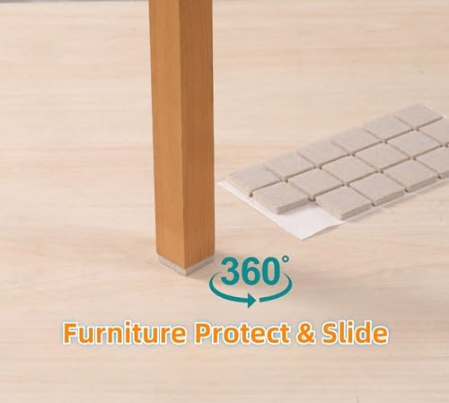 Furnigear Felt Furniture Pads for Hardwood Floor - Self Adhesive Chair Felt Pads, Floor Protector for Furniture Feet, Furniture Sliders Moving Your Furniture Smoothly - Anti Scratch 96 Pcs 3/4" Square - Image 5