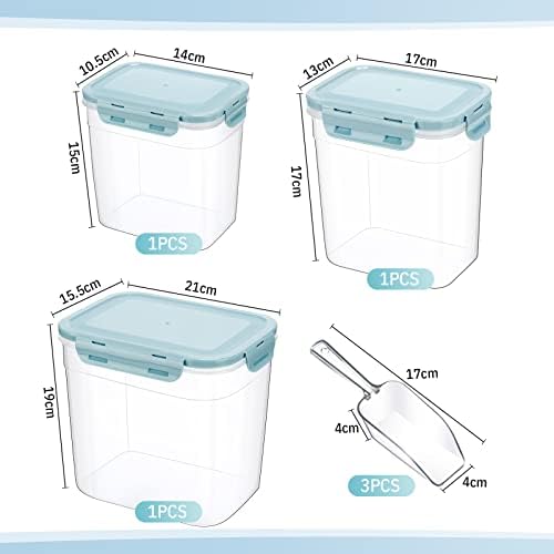 Patelai 6 Pcs Dog and Cat Food Storage Containers 2 Scoops, Blue - Image 2