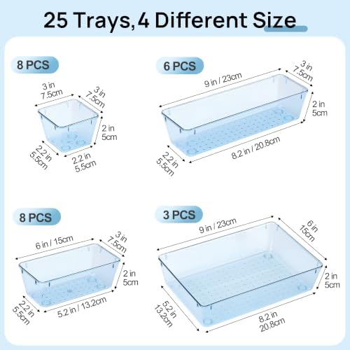 Vtopmart 25 Pack Plastic Drawer Organizers with Non-slip Rubber Pads - Image 2