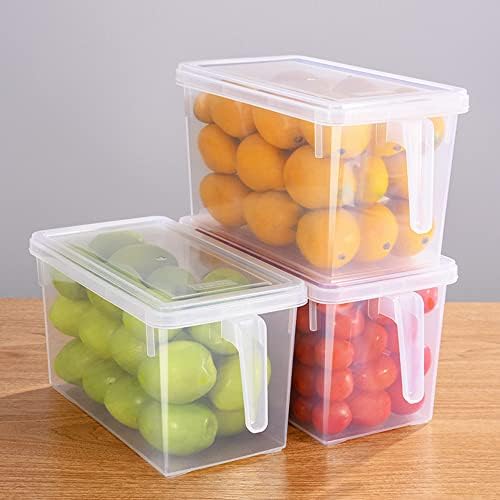 Sooyee 4 Pack 5L Fridge Organizer with Handle & Lid, Clear - Image 3