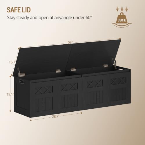 Hzuaneri 59 inches Rustic Storage Chest and Bench | 70 Gal | 330lb Seat - Image 3