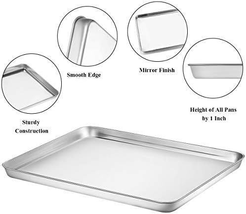 Baking Sheet with Rack Set [2 Pans + 2 Racks], Wildone Stainless Steel Cookie Sheet Baking Pan Tray with Cooling Rack, Size 16 x 12 x 1 Inch, Non Toxic & Heavy Duty & Easy Clean - Image 4