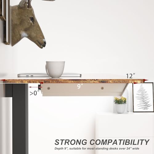 White Under Desk Mounted Sliding Drawer with 60 Degree Tilt Panel to pull out, 15'' long & 9'' deep Large Storage Organizer for Sit Stand Workstation - Image 5