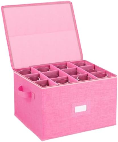 Wine Glass Storage Box, Stemware Storage Containers Cases with Dividers by popoly